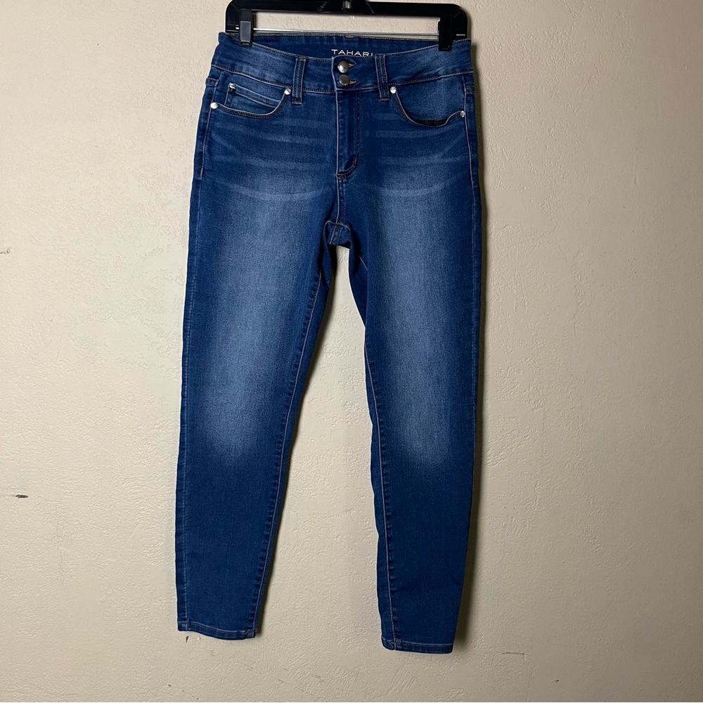 Tahari Jeans Women 8/29 Skinny Ankle Blue Denim Stretch Mid Rise Pockets Casual